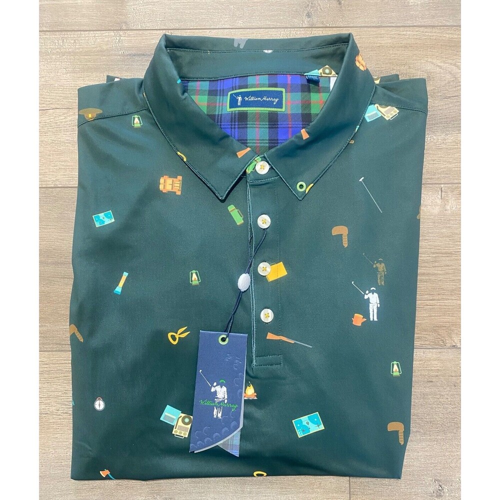 William Murray Golf Happy Glamper Polo Green Stretch Mens XL Short Sleeve Shirt